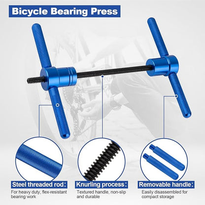 25PCS Bicycle Bearing Press Kit for Wheel Hub, Soft Tail Frame Pivot Point Installation with Bushing Tool