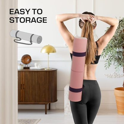 Yoga Mat Non Slip, Anti-Tear 3/16 Thick TPE Yoga Mats for Women and Men, 72"x24" Exercise & Fitness Mat with Carrying Strap, Workout Mats for Yoga, Pilates and Floor Exercise
