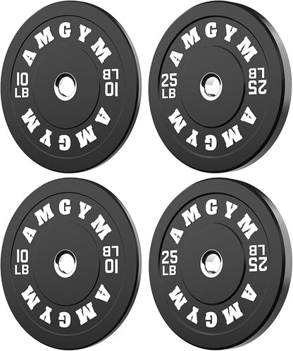 2 Inch Bumper Plates，10-500lbs，Barbell Rubber Olympic Weight Plates Set for Home Gym, Strength Training & Weight Lifting, Multiple Options Colors