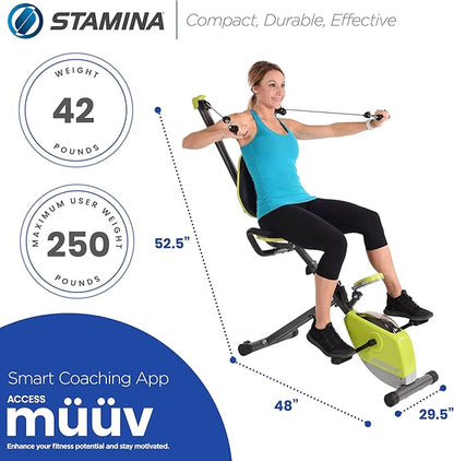 Stamina Wonder Exercise Bike | Build Upper and Lower Body Strength on One Machine | Includes Two Online Workout Videos, Chartreuse and Gray