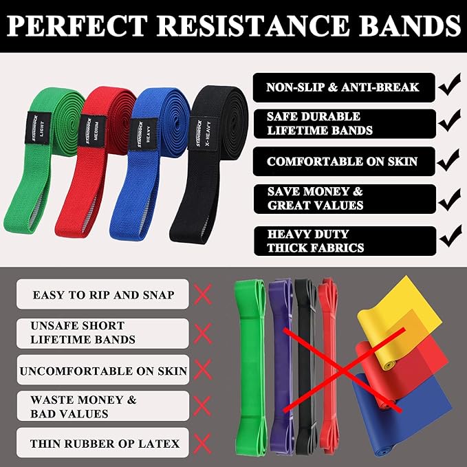 Fabric Resistance Bands for Working Out, 3 and 4 Levels Booty Bands Long Resistance Bands for Women and Men | Elastic Bands for Exercise Bands Resistance Workout Bands Resistance