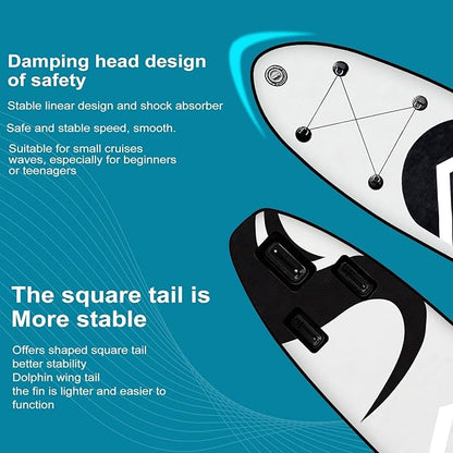 Inflatable Stand Up Paddle Board 10‘x30‘‘- Ultra-Light SUP with Backpack, Pump, Paddle, Coil Leash, 3 Fins, Repair Kit, Stable Design, Non-Slip EVA Deck for Adults & Youth