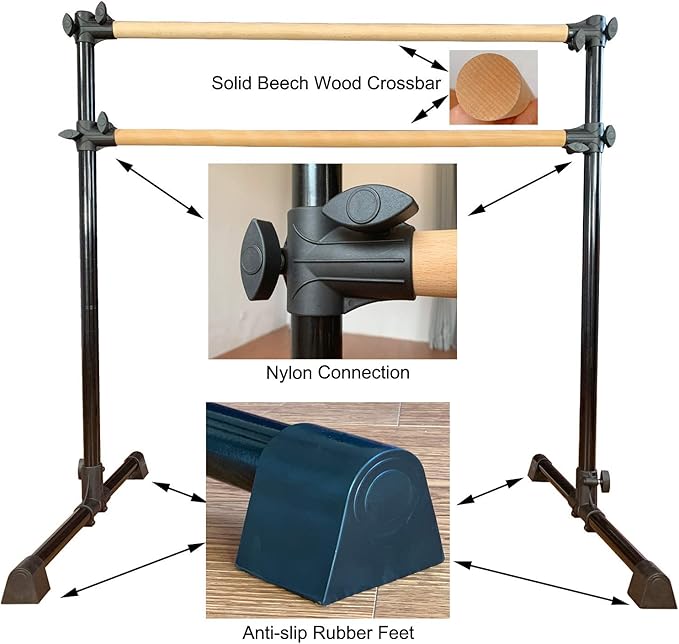 4 Ft Portable Wood Ballet Barre Ballet Bar Dance Barre Freestanding with Carry Bag