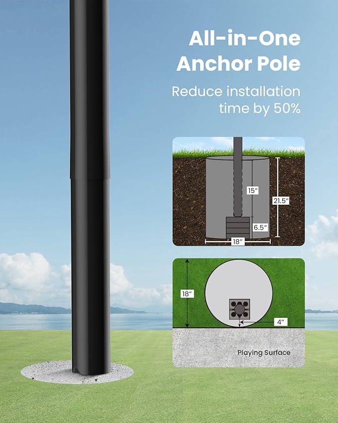 IGL In ground Basketball Hoops Outdoor, 10ft Height Adjustable Basketball Goal In ground with Shatterproof Backboard and Pro-Style Rim