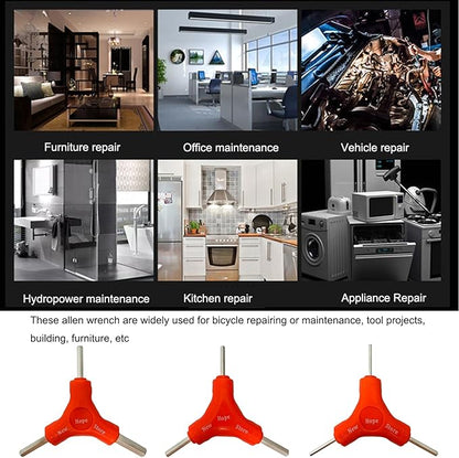 3-Way Bike Hex Wrench Set, Y Allen Wrench All-In-One Multifunctional Biking Maintenance Tool Cycling Torque Spanner Internal Hex Key Repair Tool for Mountain Bicycle, 3Pcs(2.5, 3, 4, 5, 6, 8mm)