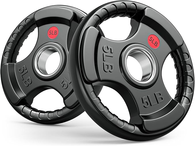 GIKPAL 2-inch Rubber Olympic Grip Weight Plates for Strength Training, Weightlifting in Home & Gym, Barbell Weights Plates Set (2.5/5/10/25/35/45 LB)