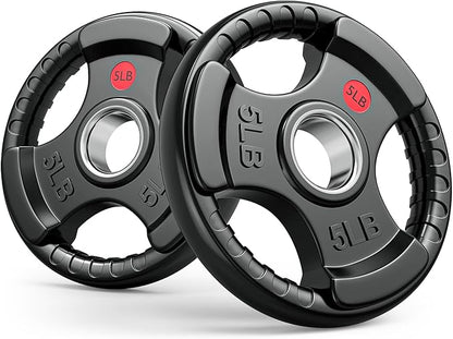 GIKPAL 2-inch Rubber Olympic Grip Weight Plates for Strength Training, Weightlifting in Home & Gym, Barbell Weights Plates Set (2.5/5/10/25/35/45 LB)