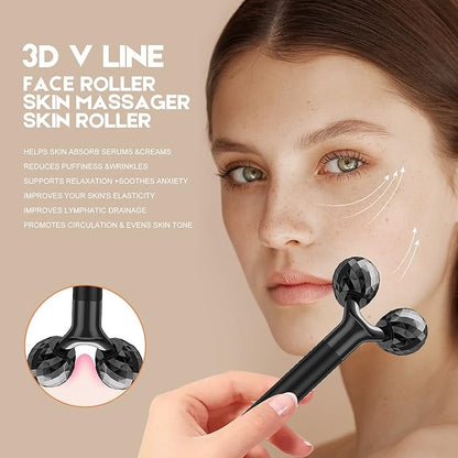 2-IN-1 Beauty Bar Electric Face Massager, 3D Roller and T Shape Arm Eye Nose Head Massager Facial Roller Massager Kit Skin Care Tools