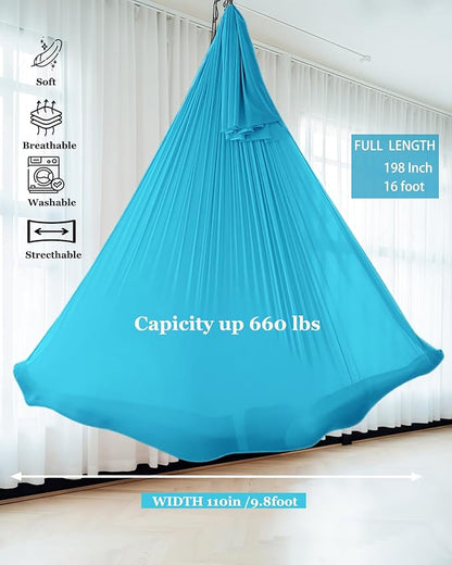 F.Life Aerial Silk Yoga Hammock & Swing for yoga Inversion,Strength training,starter hardware kit