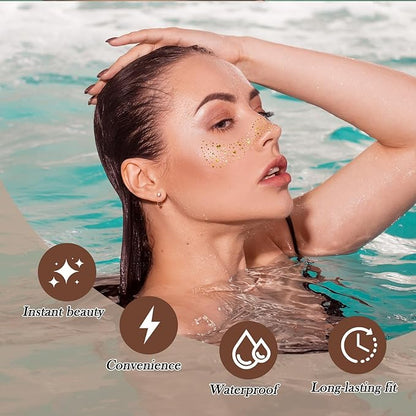 Face Glitter Freckles Tattoo,Diesetsr Temporary Makeup Patches,Body Glitter Sparkle Fake Freckles Stickers for Women Kids Festival, Concert,Carnival Party,Cosmetic Glitter,Rave Accessories,10 PCS