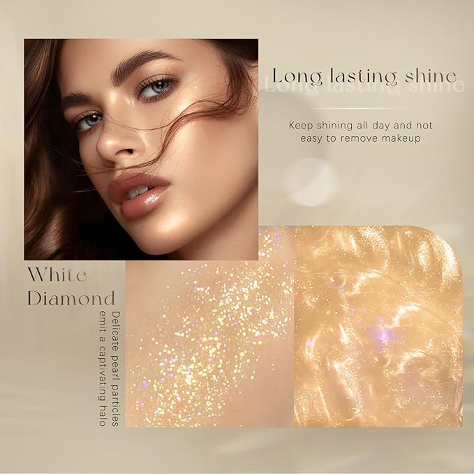 Body Glitter Spray, Moisturizing Bronze Body Shimmer Luminizer Glow Illuminator Quick-Drying and Non-Sticky Liquid Highlighter Spray for Face Hair Glitter, 60ML -Rose Gold