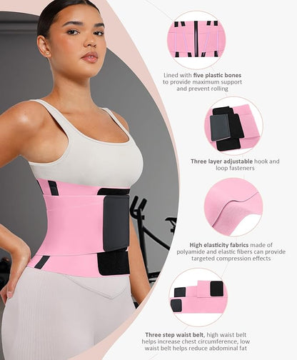 FeelinGirl Waist Trainer Belt Waist Cincher Trimmer Ab Belt Tummy Control Body Shaper with Triple Wrap Women and Men