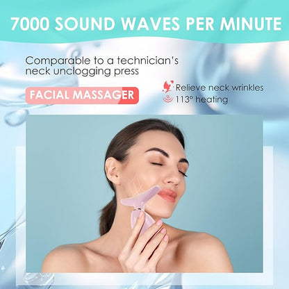 Facial Massager Red-Light-Therapy-for-Face and Neck, Face 𝖲 culpting Wand with 7 Color - Birthday, Christmas, Mothers Day, Valentines Day Gifts for Her Women Mom Best Friend Wife Teacher (Rose Gold)