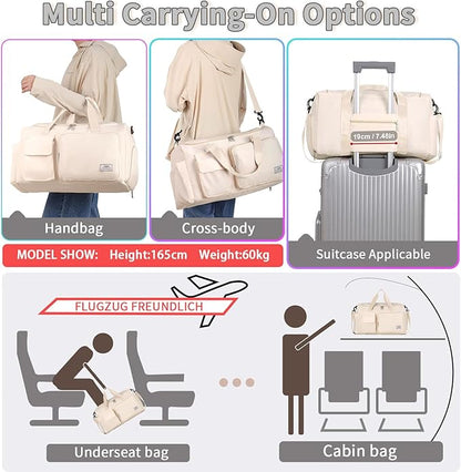 FIORETTO Women's Gym Duffle Bag with Shoes Compartment, 37L Capacity, Ideal for Travel, Gym, Sports, Duffel, Weekender