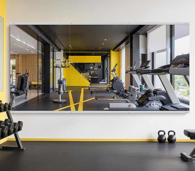 Home Gym Mirror - 60x40 Inch, 3PCS Frameless Tempered Glass Full Body Mirror for Wall Mount - Ideal for Yoga, Workout, Bedroom, Dance Studio (Silver)