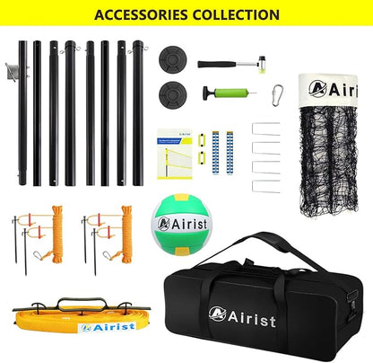 Heavy Duty Volleyball Net Outdoor with Steel Anti-Sag System, Adjustable Aluminum Poles, Professional Volleyball Nets Set for Backyard and Beach, Volleyball and Carrying Bag