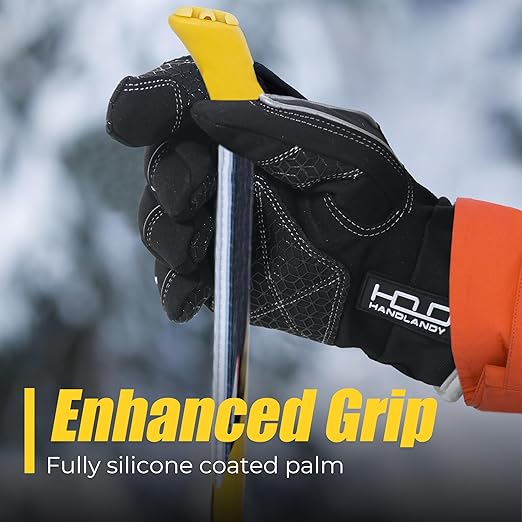 HANDLANDY Waterproof Insulated Work Gloves, 3M Thinsulate Thermal Winter Gloves for Men Women Touch Screen, Warm Ski Snowboard Cold Weather Gloves (Black, Large)