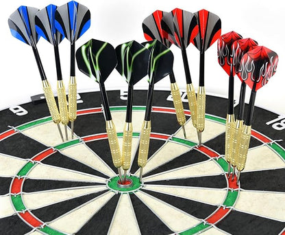 EVA Dartboard Surround Wall Protector, Sisal/Bristle Dartboard and 18g Steel Tip Darts Set Optional