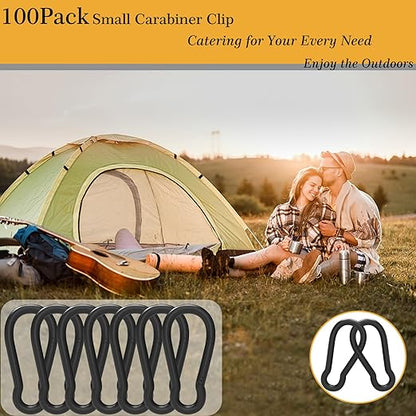 100Pcs 2.4" Carabiner Clip Spring Snap Hook, M6 2-3/8 Inch Heavy Duty Black Small Carabiner, Quick Link Keychain Clip for Keys Swing Set Camping Gym Hiking Traveling(260 lbs Capacity)
