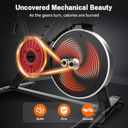 Exercise Bike, Indoor Stationary Bike for Home with Silent Belt Drive, Adjustable Resistance, App Compatible Cycling Bike with LCD Monitor, 330lbs Capacity Workout Bike