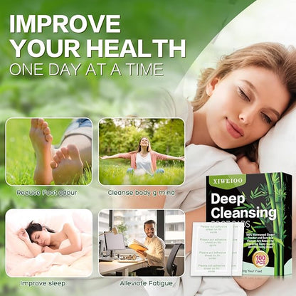 100 Pack Foot Pads, Ginger Oil Bamboo Charcoal, Foot Care Patch Message Deep Cleansing for Stress Relief, Better Rest, Feet Health Patches, Relaxing Muscles