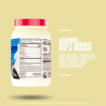 GHOST Whey Protein Powder, Oreo - 2LB, 25G of Protein - Whey Protein Blend -Post Workout Fitness & Nutrition Shakes, Smoothies, Baking & Cooking - Cookie Pieces Inside