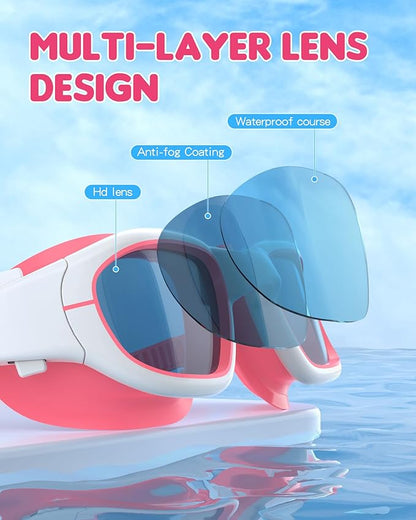 Kids Swim Goggles,Swimming Goggles for Kids 6-14, Anti-Fog UV Protection Pool Glasses for Boys Girls