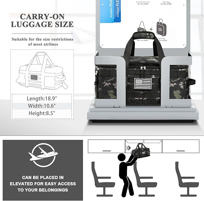 ETRONIK Gym Bags for Men, Tactical Duffle Bag Backpack with Shoe Compartment, 3 in 1 Carry on Bag Travel Backpack with Wet Pocket, Weekender Overnight Range Bag for Workout Football Gym, Camouflage