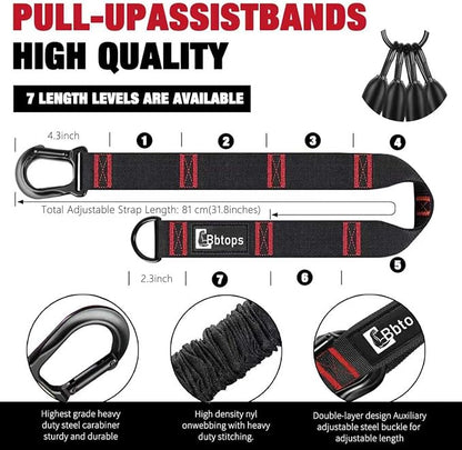 Pull Up Assistance Bands,Up to 300 lbs Assistance,Adjustable Heavy Duty 4 Resistance Bands for Pull up, with Feet/Knee Rest, Handle and Door Anchor for Home Gym Fitness Exercise Strength Training