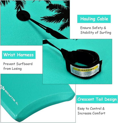 Goplus 41''/37''/33'' Lightweight Body Board for Beach, Surf Board with EPS Core, XPE Deck, HDPE Slick Bottom, Wrist Leash, Bodyboard for Kids Adults Surfing