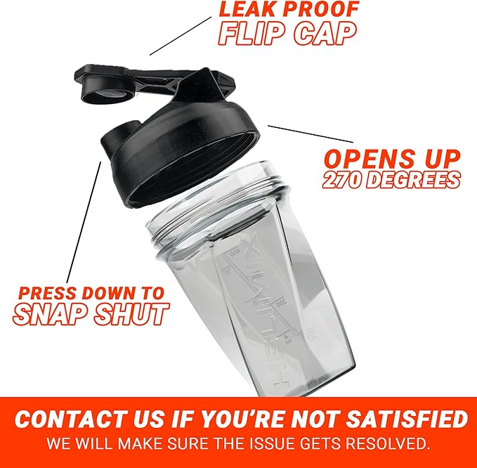 HELIMIX 1.5 Vortex Blender Shaker Bottle Holds Upto 20oz | No Blending Ball or Whisk | USA Made | Portable Pre Workout Whey Protein Drink Shaker Cup | Mixes Cocktails Smoothies Shakes | Top Rack Safe