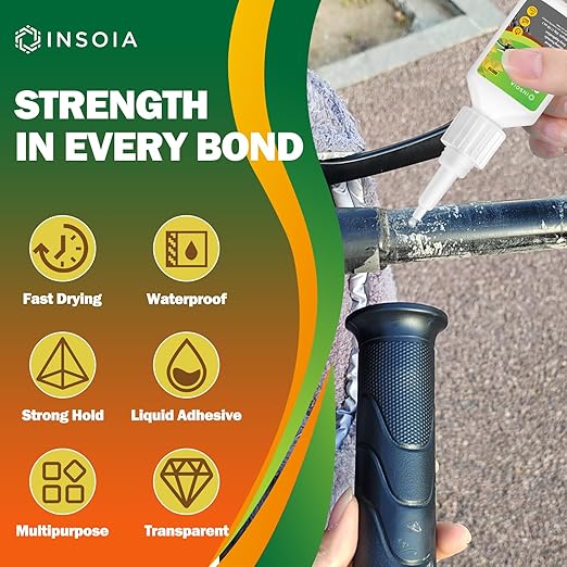 Grip Glue, 30g Quick Dry Handlebar Grip Adhesive for Motorcycle, Dirt Bike, ATV, Bicycle, Ebike & Snowmobile ??Quick-Dry, Waterproof, Flexible Repair Clear Glue