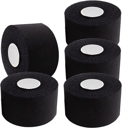(5 Pack) Black Athletic Tape,Sports Tape Strong Stick No Sticky Residue for Hockey Climbing Sports Medical Splints (Black,1.5 Inches)