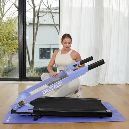 DeerRun Treadmills for Home with Incline and Handles, 3.5 HP Foldable Treadmill 350 LBS Weight Capacity for Small Spaces, Folding Running Machine with Smart APP