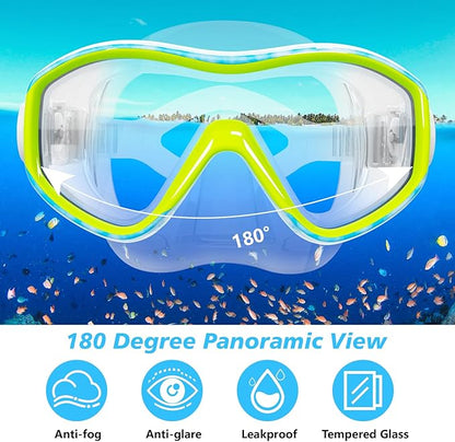 GoseWave Snorkeling Gear for Kids, Kids Snorkel Set for Ages 5-15, Anti-Fog Diving Mask and Dry Top Snorkel Set, Unisex Swimming Goggles with Nose Cover