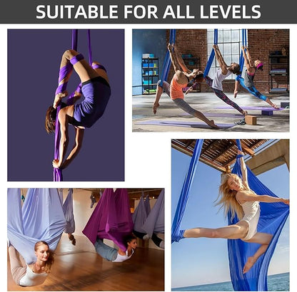 PRIOR FITNESS Aerial Silks Kit Colorful 9/15/20 Yards 40D Nylon Fabric Hammock Set With Hardware & Guide for All Levels Of Aerial Yoga Practice and Acrobatic Flying For Adults Aerial silk