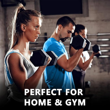 Yufer 6-10 Pair Iron and Rubber Coated Dumbbell Set 350/450 and 550 lbs 5-50 lbs Hand Free Weight for Strength Hex Rubber Weights with Vertical Storage Rack Fitness Home Gym Equipment