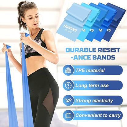5 Pcs Resistance Bands, Professional Exercise Bands Elastic Stretch Bands for Fitness Yoga Pilates Stretching Strength Training, Workout Bands for Women and Men Home Gym