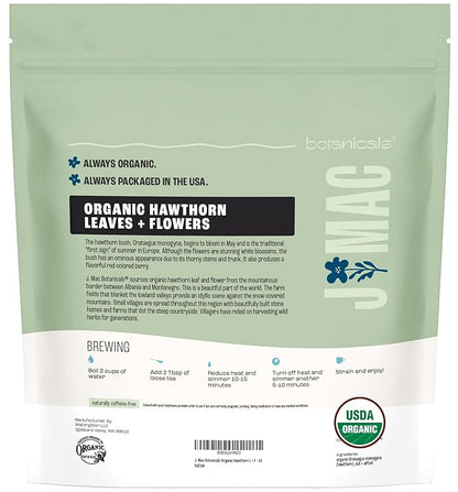 J MAC BOTANICALS Organic Hawthorn Leaf and Flower (16 oz) Dried Hawthorne leaves