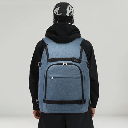 JIANYA Ski Boot Bag, 50L Waterproof Travel Backpack for Snowboard, Ski Helmet, Goggles, Gloves & Accessories, Blue