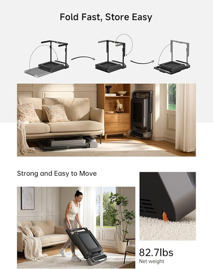 WALKINGPAD R Series Folding Treadmill, 2 in 1 Walking Pad Under Desk Treadmill for Home and Office, Compact Foldable Design with App Control and LED Display, Spacious Belt for Walking or Running