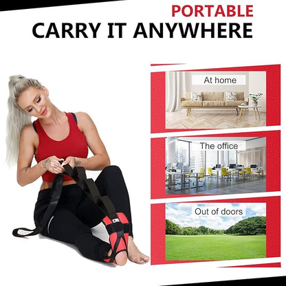 Foot and Calf Fascia Stretcher for Plantar Fasciitis, Physiotherapy Stretching Strap, Yoga Stretch Strap Improves Strength and Relief to Heel Spurs, Calf, Thigh and Hip (Red)