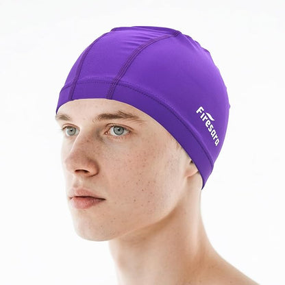 Firesara Fabric Swim Cap, High Elasticity Swimming Cap Keeps Hair Clean Breathable Fit Both Long Hair Short Hair, Swim Caps Woman Girls Men Kids One Size Hat
