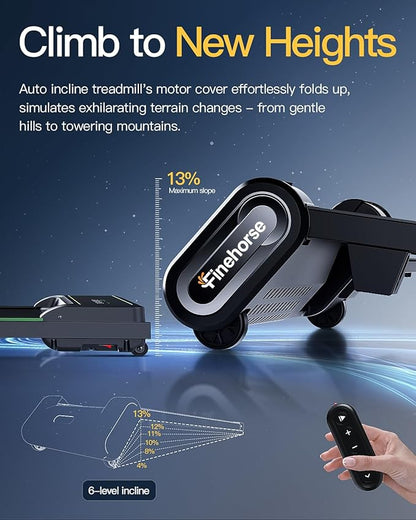 Walking Pad Treadmill with Auto Incline, 6 in 1 Under Desk Treadmill, 6-Level Incline Treadmills, 2.5HP Portable Treadmills for Home with 330LBS Capacity, LED Display, Remote Control