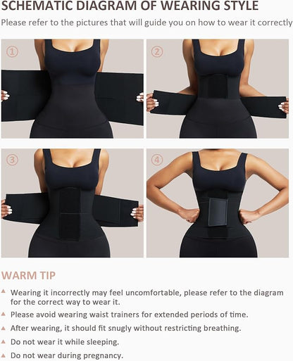 FeelinGirl Waist Trainer Belt Waist Cincher Trimmer Ab Belt Tummy Control Body Shaper with Triple Wrap Women and Men