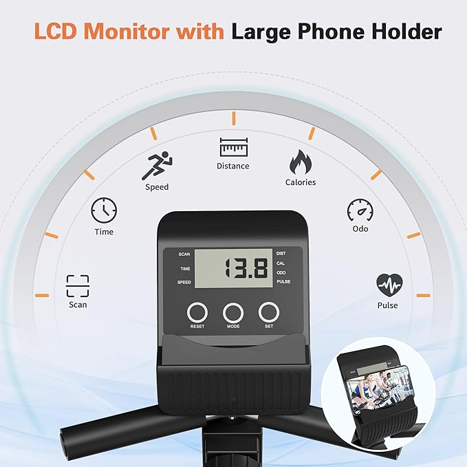 Recumbent Exercise Bike, Stationary Bikes for Home Magnetic Recumbent Bike with Adjust Seat for Adults Seniors, 300LB Capacity & 8-level Resistance, LCD Monitor and Heart Rate Handle