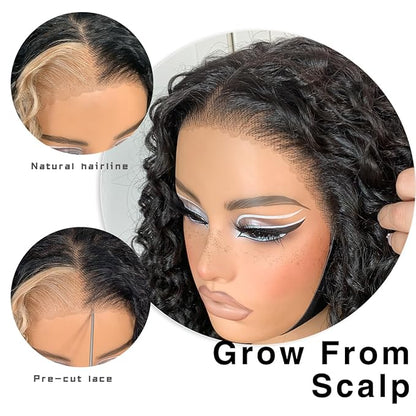 13x6 Skunk Stripe Curly Wig Wear And Go Glueless Wig Pre-Plucked Synthetic Lace Front Wig Pre-Cut Afro Kinky Layred Wig With Natural Hairline 18 Inch