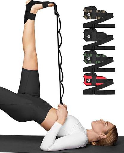 RDX Yoga Stretching Strap, Ankle Ligament Stretcher Belt with Loops Ligament Stretch Band, Fitness Leg Stretcher for Plantar Fasciitis, Foot Stretch Assist for Hamstring, Flexibility Exercise