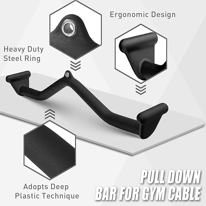 Lat Pulldown Bar - T Bar Row & Tricep Attachment for Home Gym Exercise