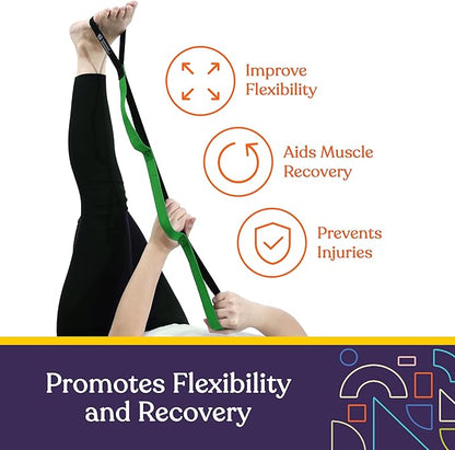 SPECIAL SUPPLIES Yoga Strap for Stretching, Stability Training, Fitness, Flexibility, Physical Therapy, Home Workout Equipment, Strength Training, and Pilates (Green)